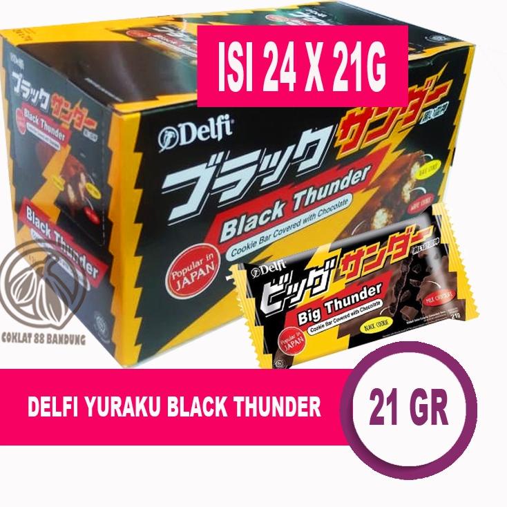 

✵ DELFI YURAKU BLACK THUNDER BOX ISI 24 PCS X 21 GR/GRAM, COKELAT COOKIE BAR BLACK TUNDER 24PC X 21GR Ω