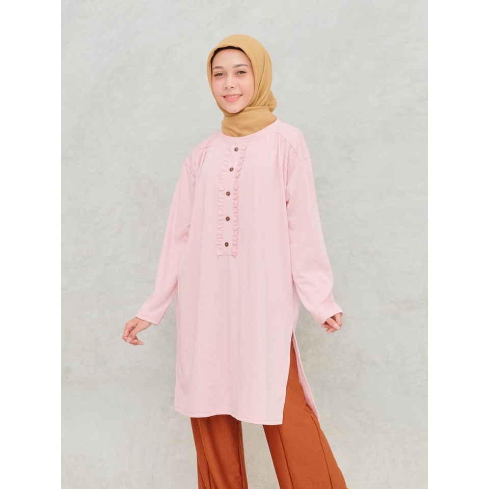 Baju Gamis Polos Kancing/ Gamis Basic Bahan Cotton Denim