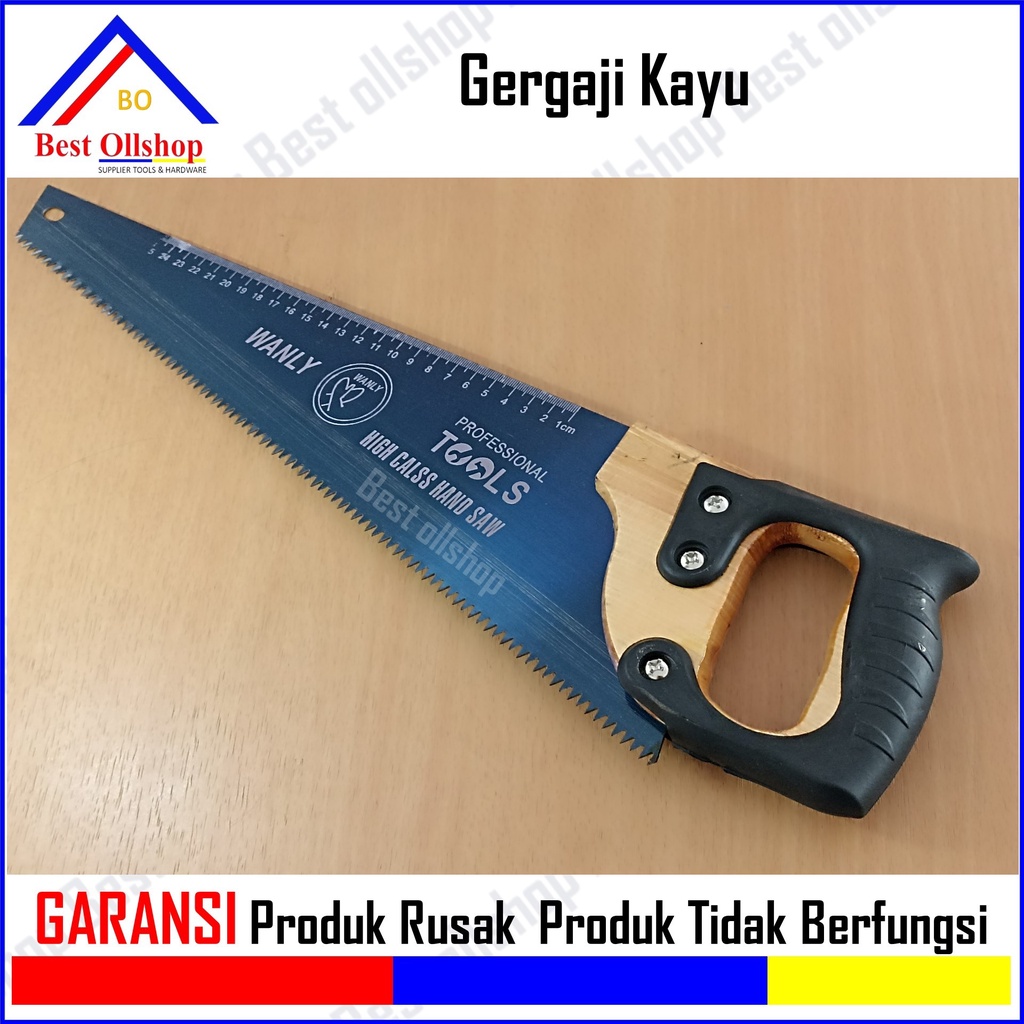 Gergaji Kayu Gagang Kayu Lapis Karet Hand Saw Gorok Belah Potong Triplek