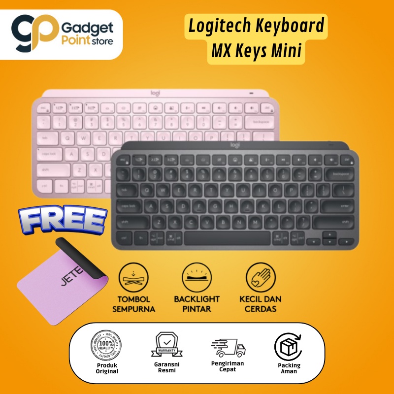 Logitech MX Keys Mini Keyboard Wireless Bluetooth Backlit - Original Garansi Resmi