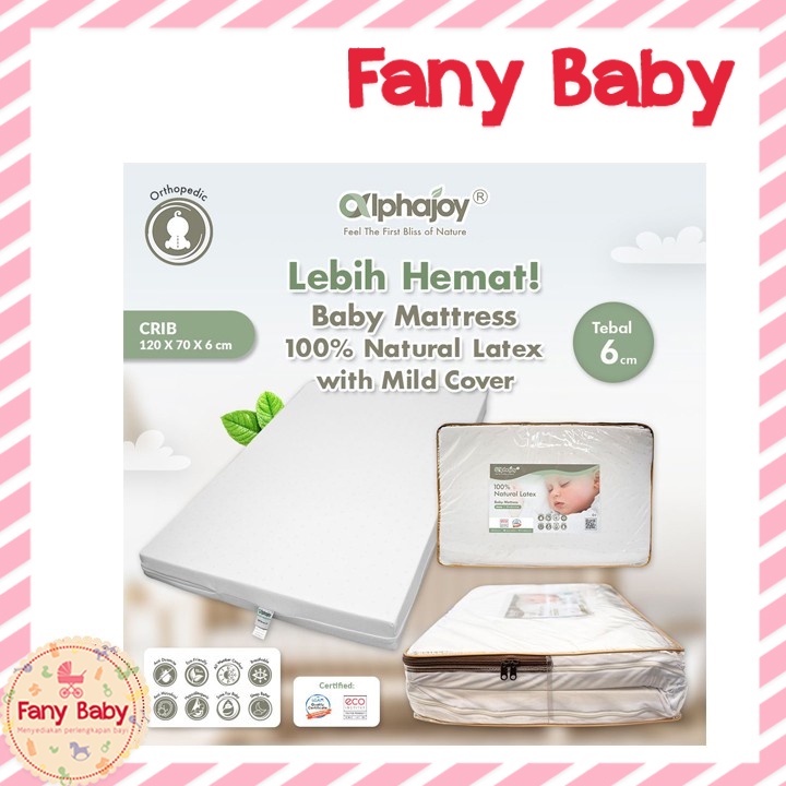 ALPHAJOY CRIB MATTRESS 100% NATURAL LATEX (120X70X6CM) WITH MILD COVER