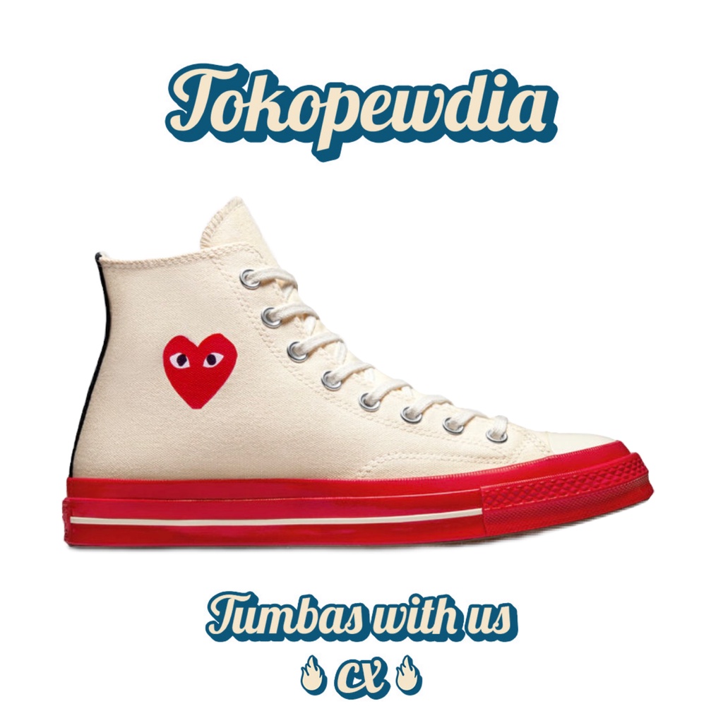 Converse CDG 70s Play High One Heart White Red Sole (A01794C)