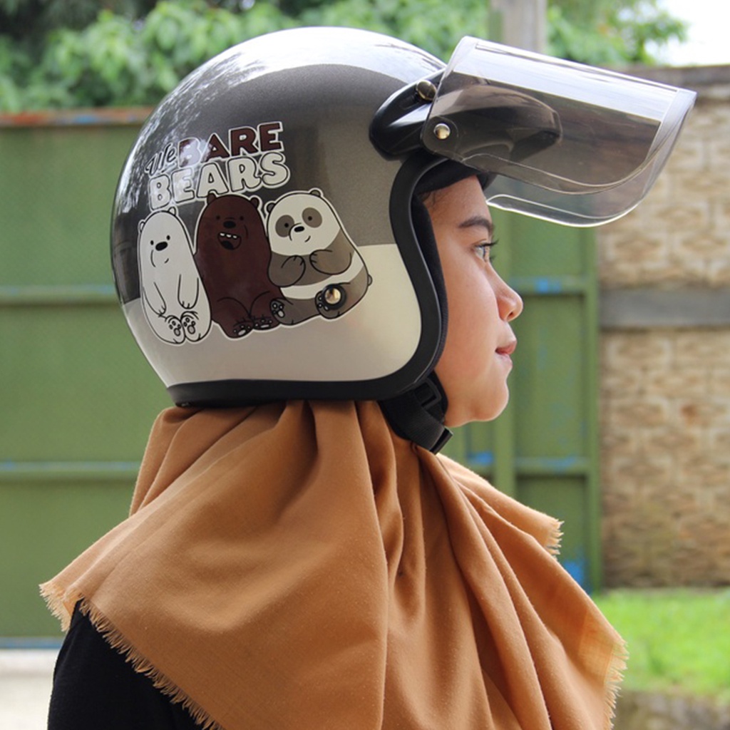 Helm Bogo Retro Motif The Bear Bears / Helm Pria Dan Wanita Dewasa SNI / Helm Murah Premium COD