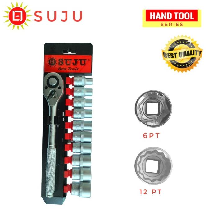 Kunci Rachet L 1/2" Sok Set 11 pcs mata Socket Set lengkap 8 - 24 mm kiansejahtera8 Kualitas Baik