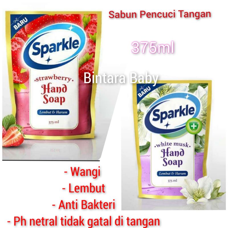 Sparkle Sabun Pencuci Tangan 375m Wangi Harum Lembut White Musk Strawberry