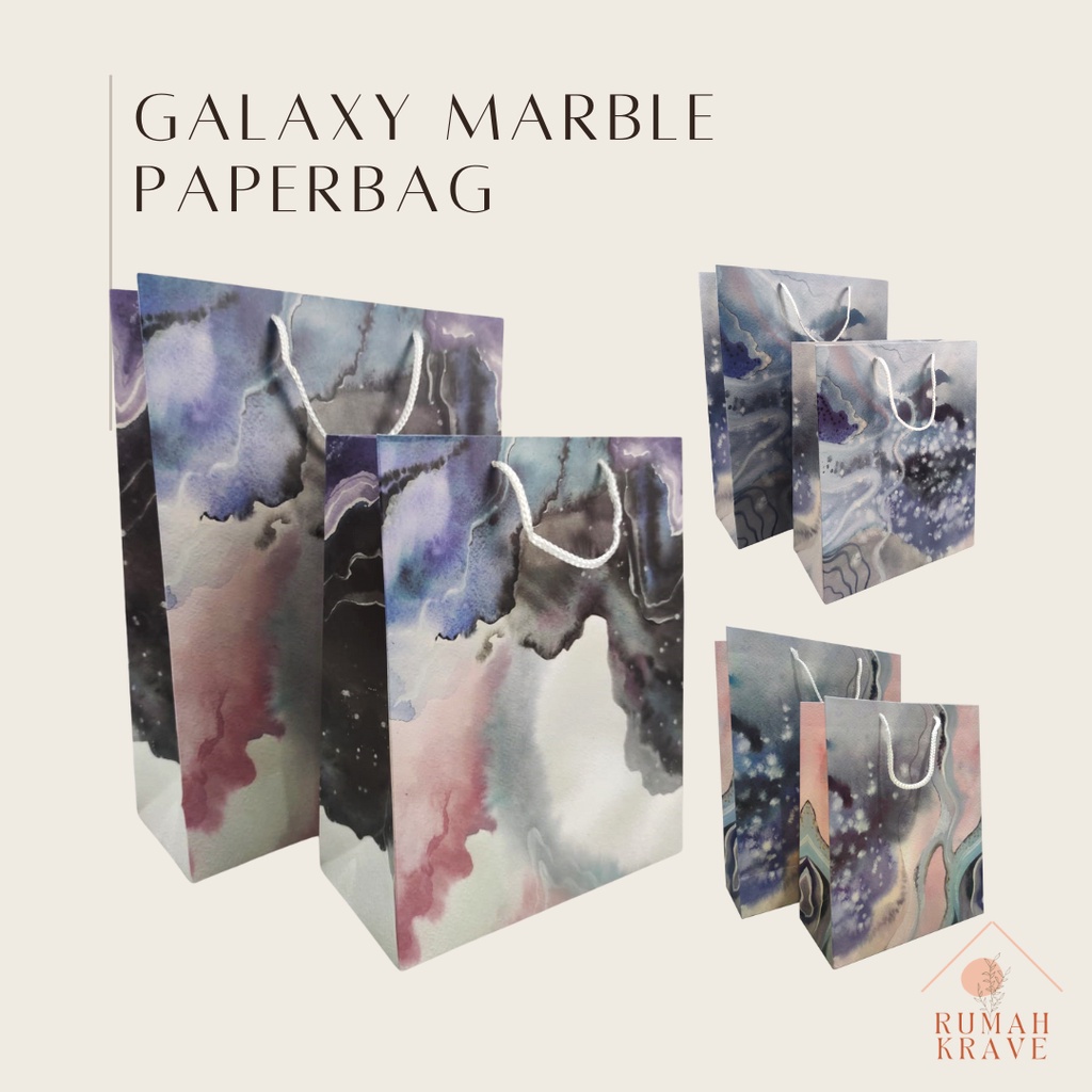 

RUMAH KRAVE - Galaxy Marble Marmer Paperbag Paper Bag Goodie Bag 30cm