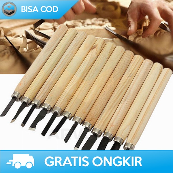 SET ALAT UKIR PAHAT KAYU 12IN1 PERALATAN DIY TOOKIE WOOD CARVING ART