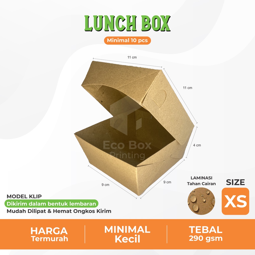 Box Dimsum Takoyaki Bola Ubi Size XS 290gsm Kotak Makan Kertas Kraft