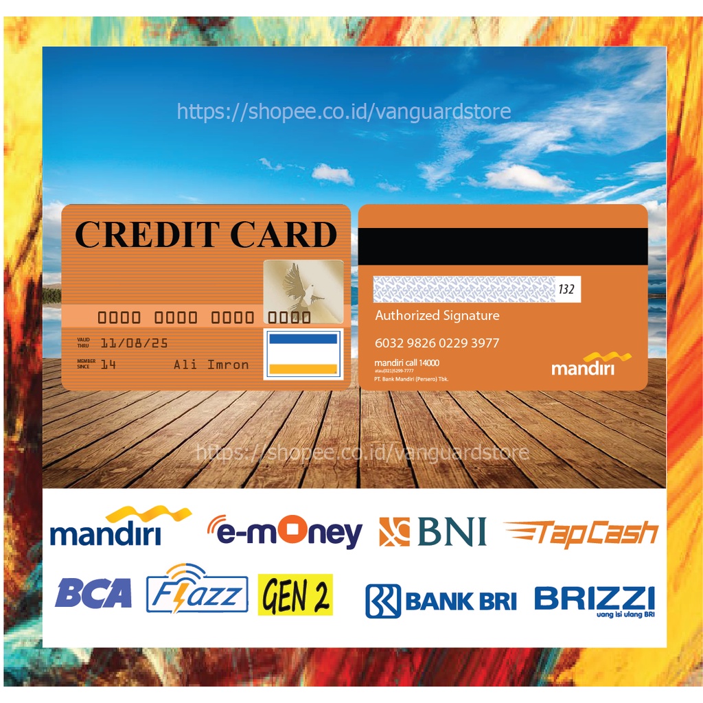 KARTU E MONEY E TOLL KARTU CREDIT CARD ORANGE DEBIT CREDIT EMONEY MANDIRI FLAZZ BCA BNI TAPCASH BRIZZI BRI - 2 SISI