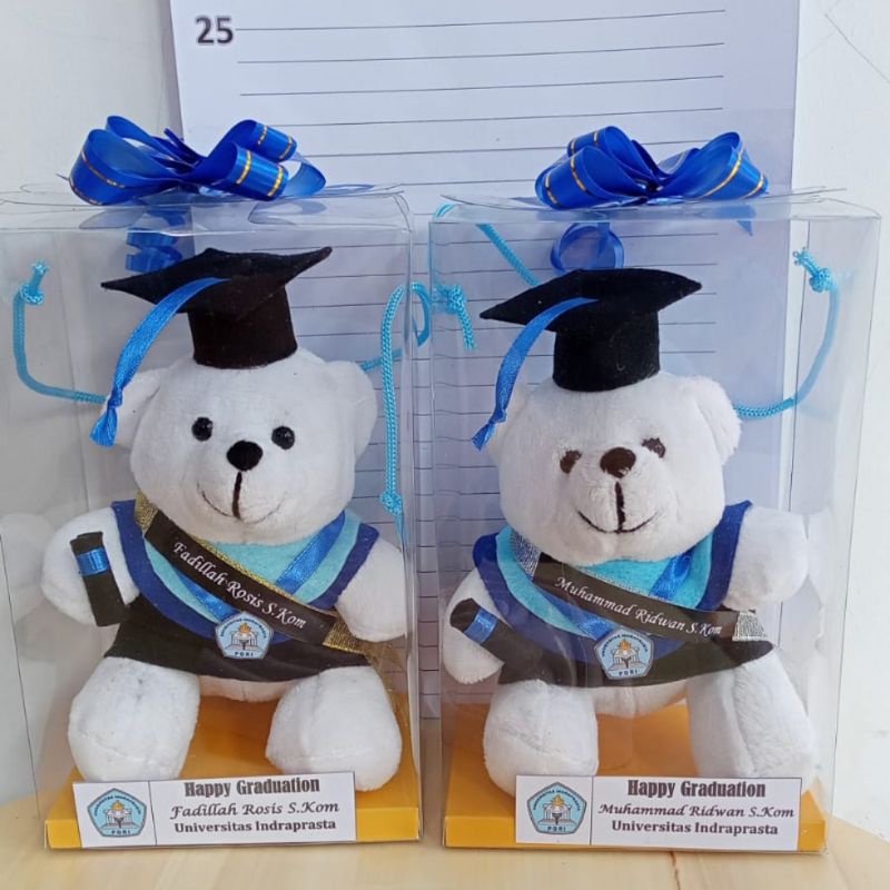 BONEKA WISUDA TEDDY BEAR 15CM PACKING KOTAK MIKA