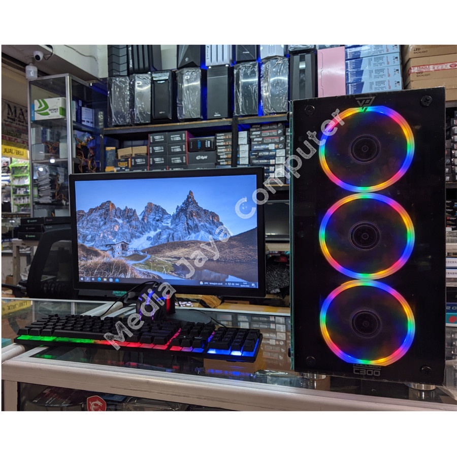 1 Set PC Gaming Fullset Core i7 860 VGA GT 1030 2GB Ram 16GB HDD SSD + Monitor 24 Inch Curve - Full Games Tinggal Pakai