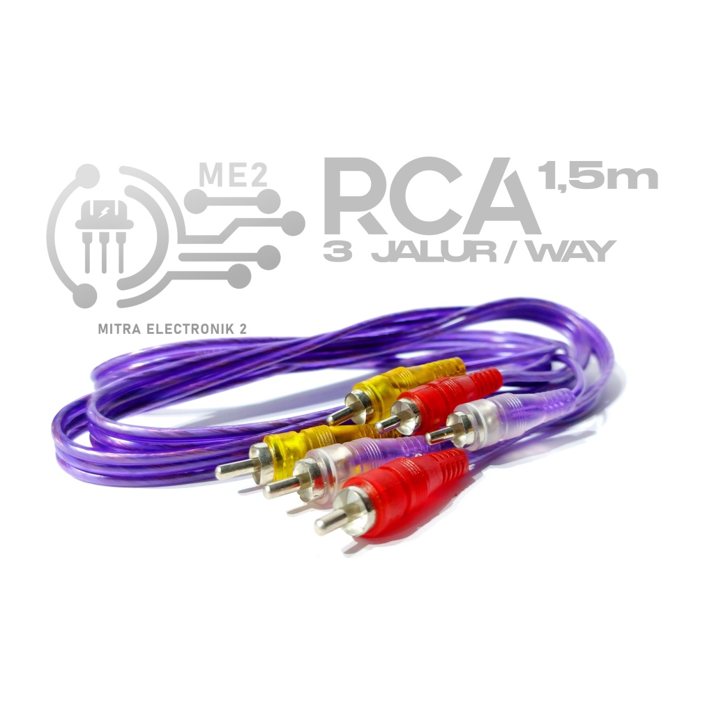 CABLE// KABEL JACK RCA TO RCA 3 WAY// 3 WARNA 1,5M TRANSPARAN HIGH QUALITAS