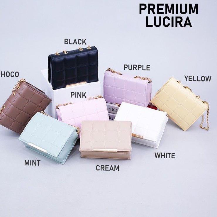 Tas Selempang LUCIRA Tali RANTAI ULIR Premium Barel Sling Bag Wanita Gold Plat  Terbaru Viral Kekini