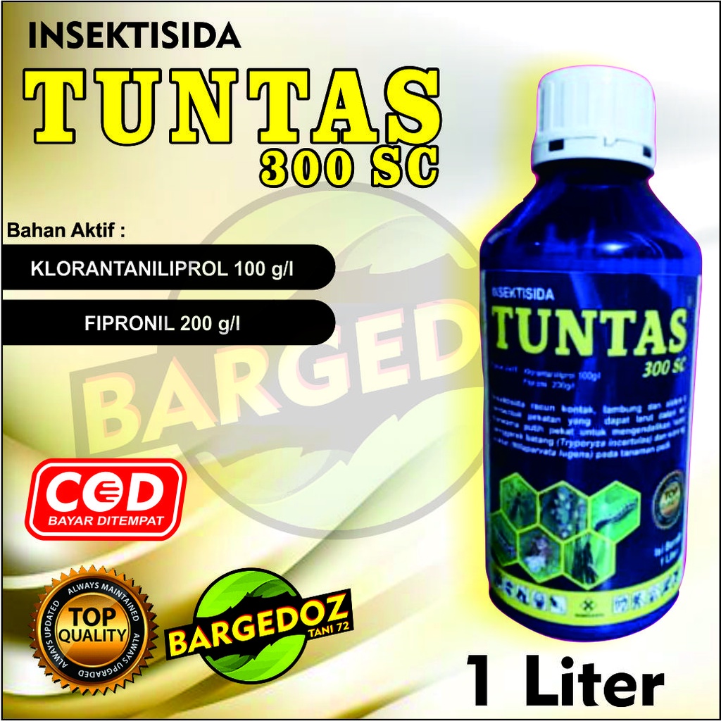 INSEKTISIDA TUNTAS 300SC UKURAN 1LITER. DENGAN BAHAN AKTIF KLORANTRANILIPROL UNTUK HAMA PADA TANAMAN