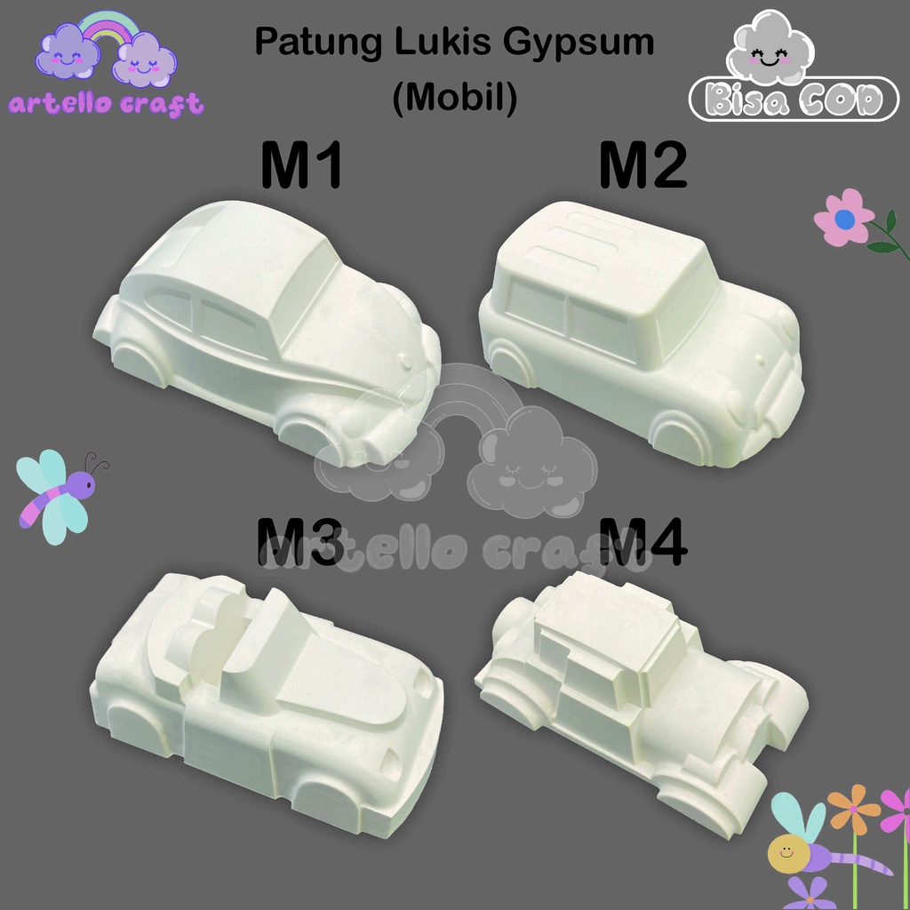 Series Mobil Mainan Anak Edukatif Melukis Mewarnai Patung Gypsum Gipsum