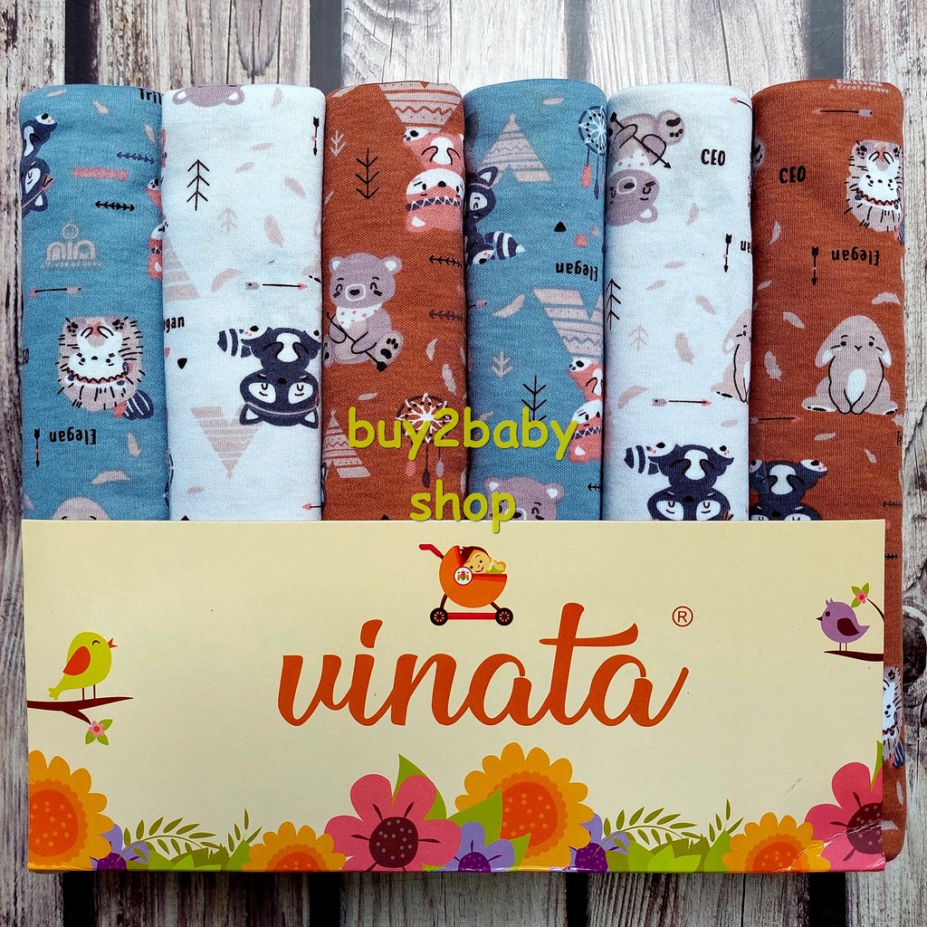 Bedong bayi Vinata bahan katun premium kualitas terbaik super comfort &amp; Soft isi 6 PCS