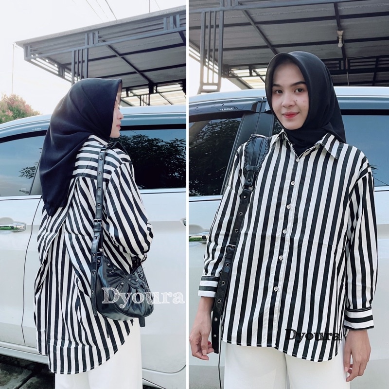 Kemeja cantik import/kemeja cewek lengan panjang/kemeja warna/kemeja salur/kemeja wanita