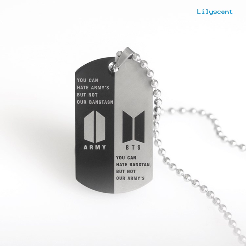 Ls Unisex Bangtan Boys Logo Tag Liontin Rantai Stainless Steel Neckace Perhiasan Hadiah