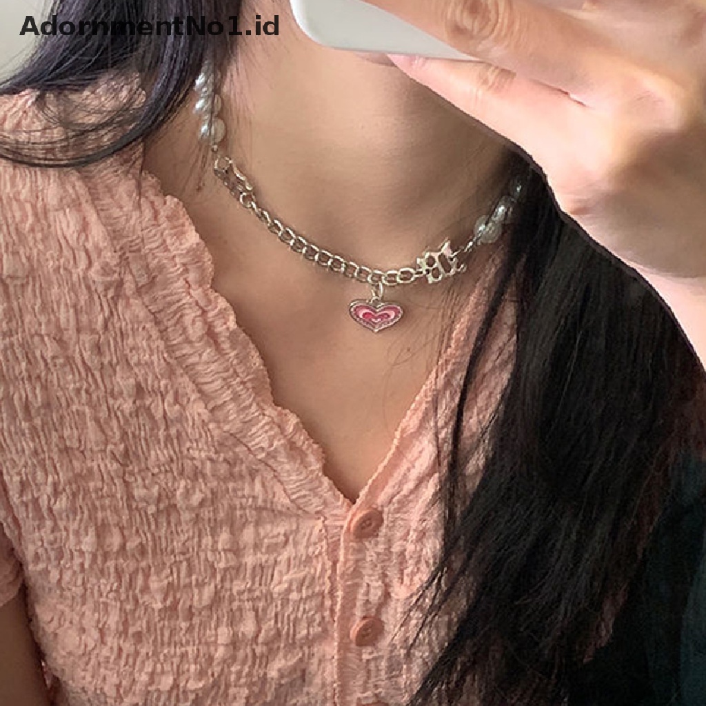 [AdornmentNo1] Kalung Choker Mutiara Hati Liontin Kalung Cinta Mutiara Rantai Kalung Gelang Rantai Tulang Selangka Perhiasan Rantai Fashion Untuk Wanita Dan Anak Perempuan [ID]