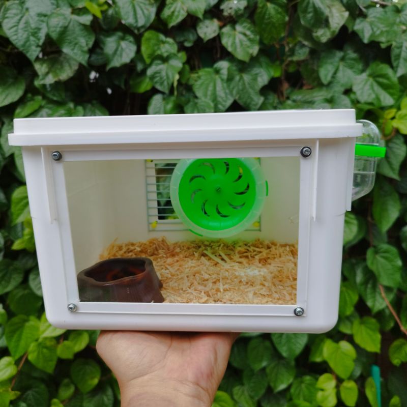KANDANG HAMSTER LED USB AKRILIK PAKET KINCIR &amp; RUMAH BY HAMTACI