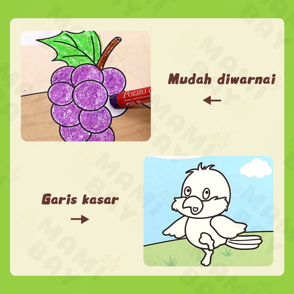 Mamibayi Buku edukasi mewarnai 8Pcs/Set Buku Gambar Mewarnai Anak Bayi