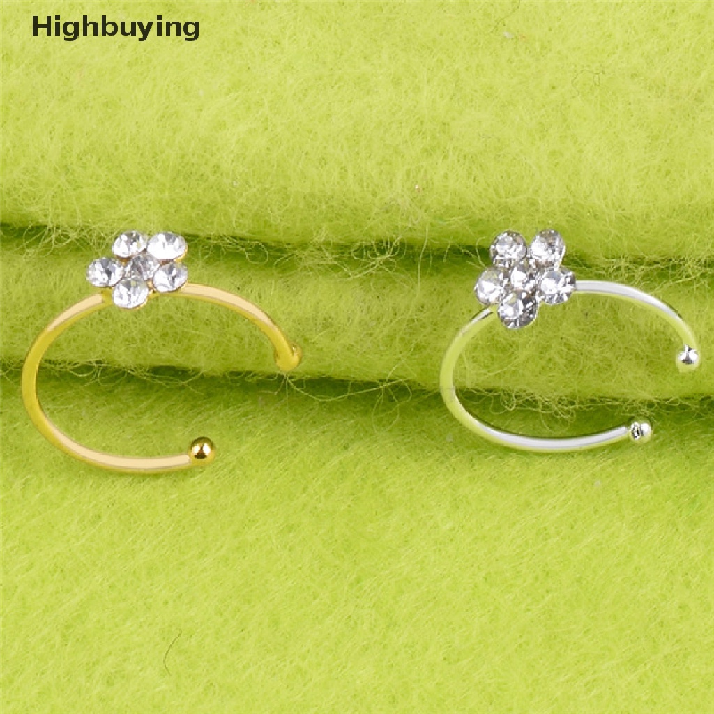 Hbid 1Pc Cincin Hidung Bunga Berlian Imitasi Kecil Tipis Jernih Pesona Nose Ring Perhiasan Fashion Glory