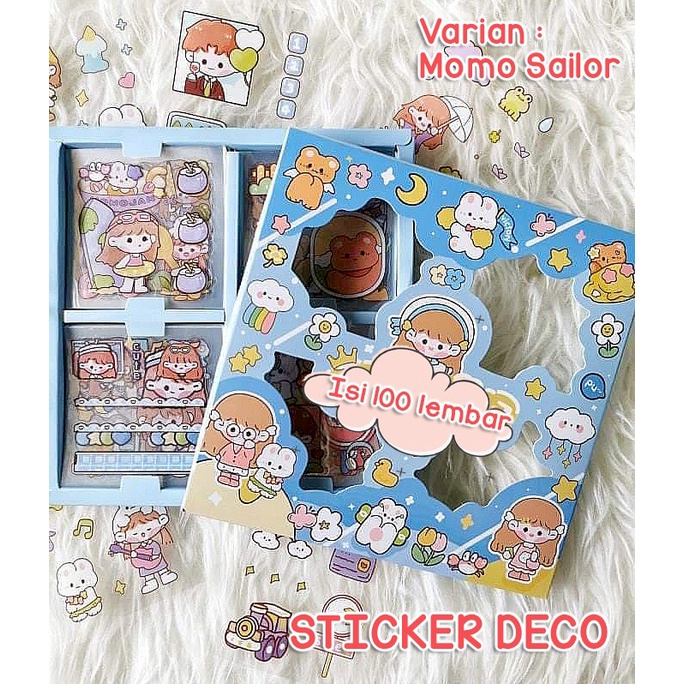 Isi 100 Lembar Sticker Stiker Deco Aesthetic Lucu Momo Stiker Anti Air Tumblr DIY Hp Stiker Motif Kartun Lucu ala Korea Dekorasi Buku Diary Memo Journal Catatan Harian Anak Sekolah Alat Tulis Bahan Stiker Transparant Bisa Untuk Kado Ulang Tahun @banyak