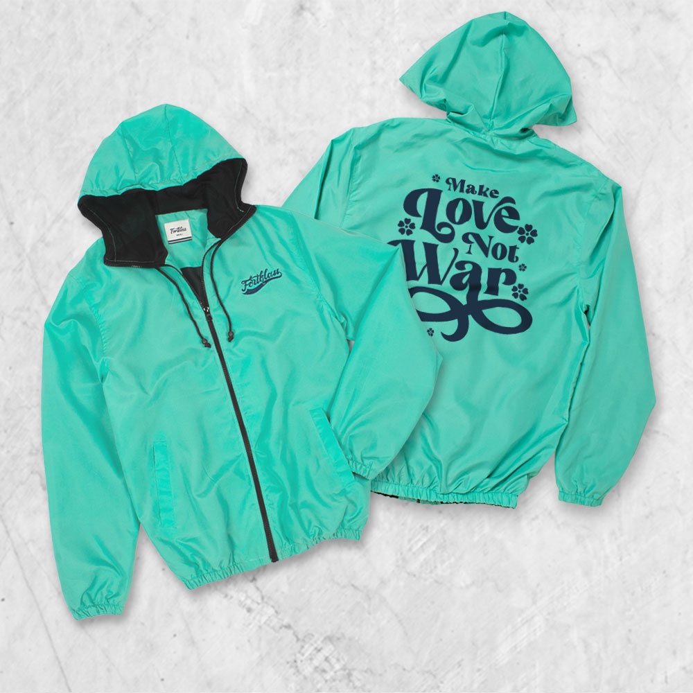 FORTGLASS Windbreaker LOVE Outerwear Unisex Windbreaker Jaket Pria