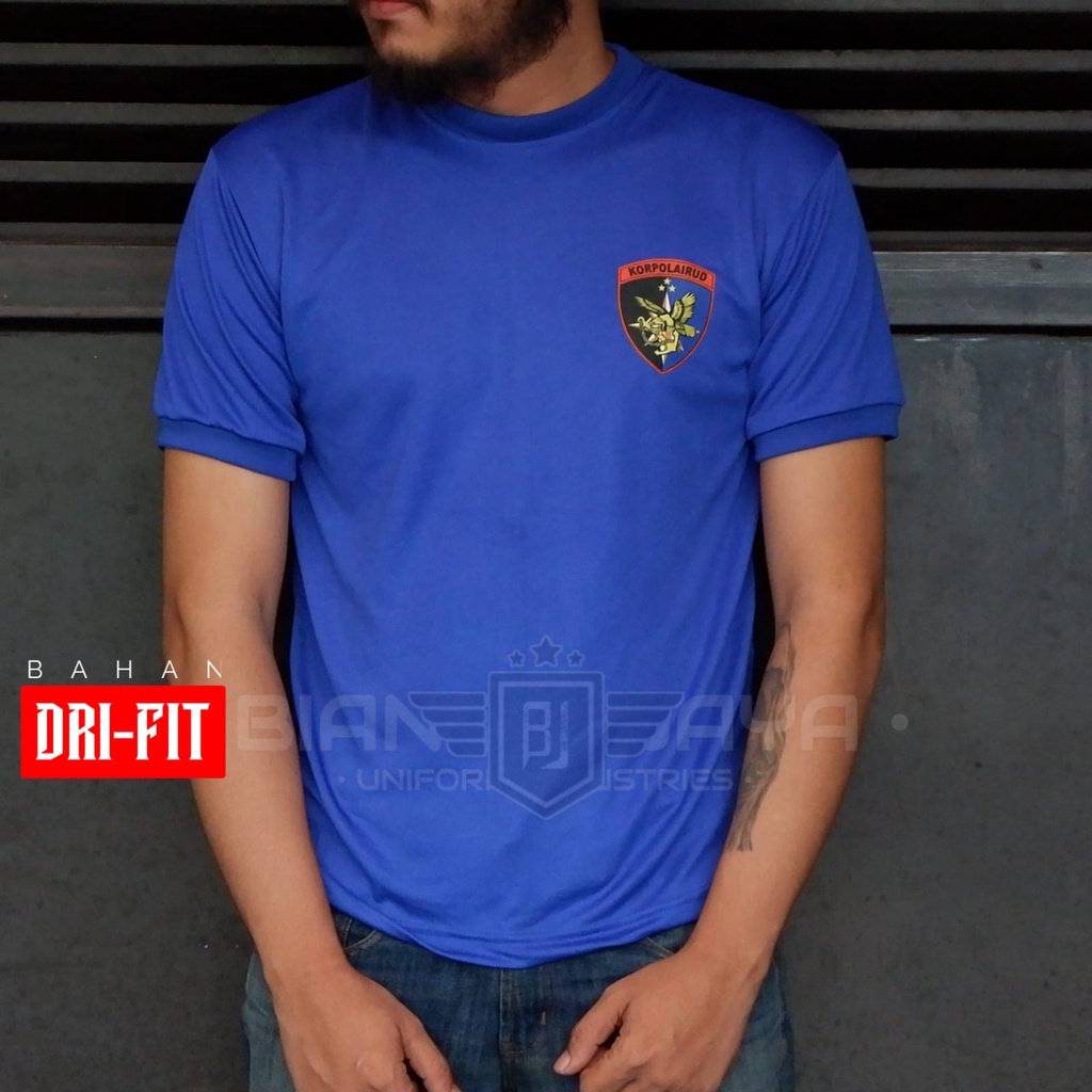 Kaos Loreg Army Polairud Benhur Lengan Pendek Katun Drifit Biru