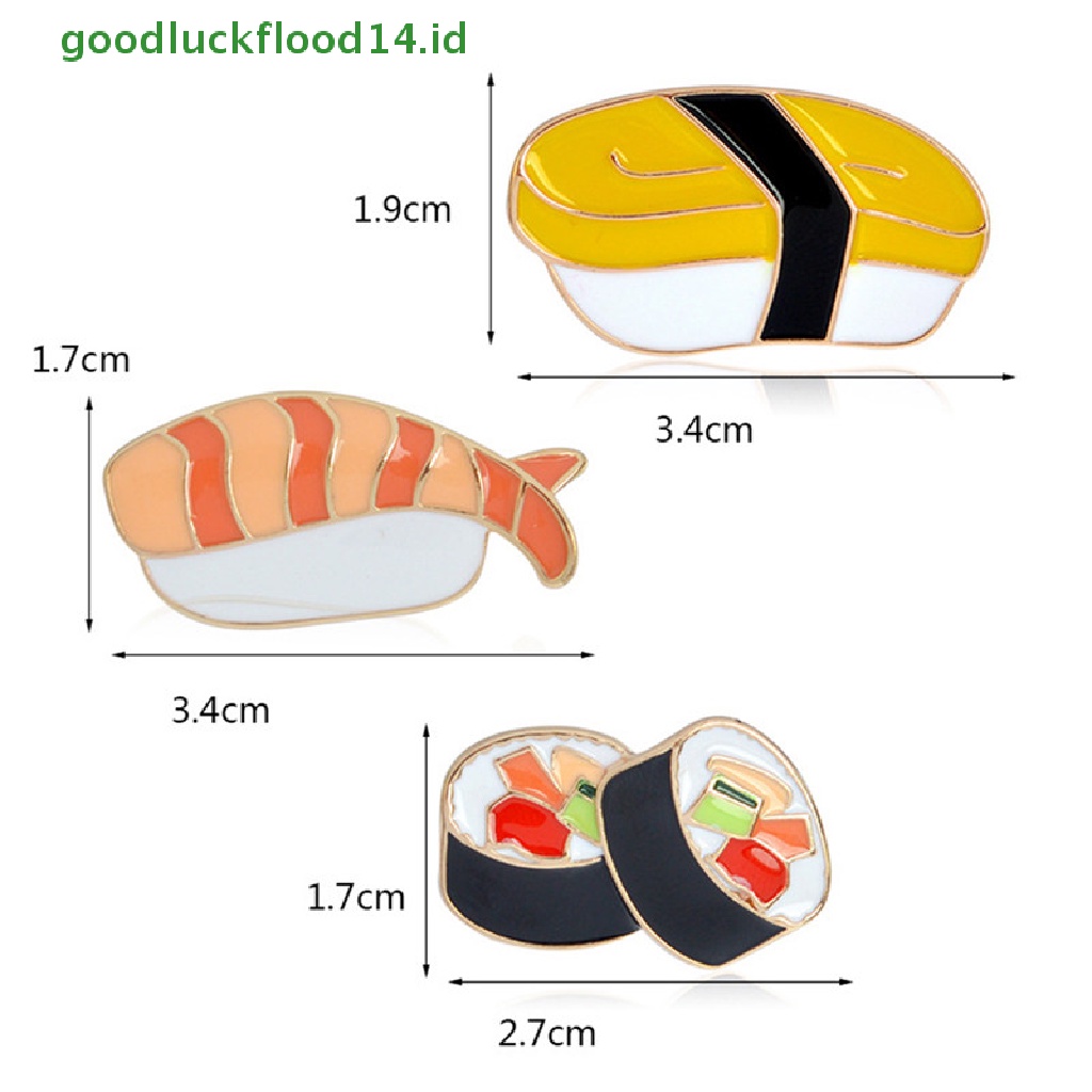 [GOOGFOUR] 3pcs/set Enamel Jepang Makanan Sushi Bros Pin Kemeja Kerah Lencana Pin Perhiasan [TOP]