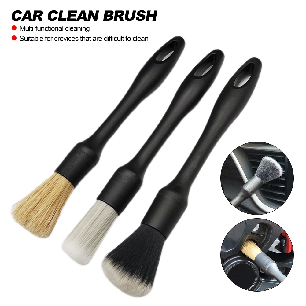 3pcs Sikat Detailing Mobil Super Lembut Auto Interior Detail Brush Dengan Bulu Sintetis Car Dash Duster Brush Aksesoris