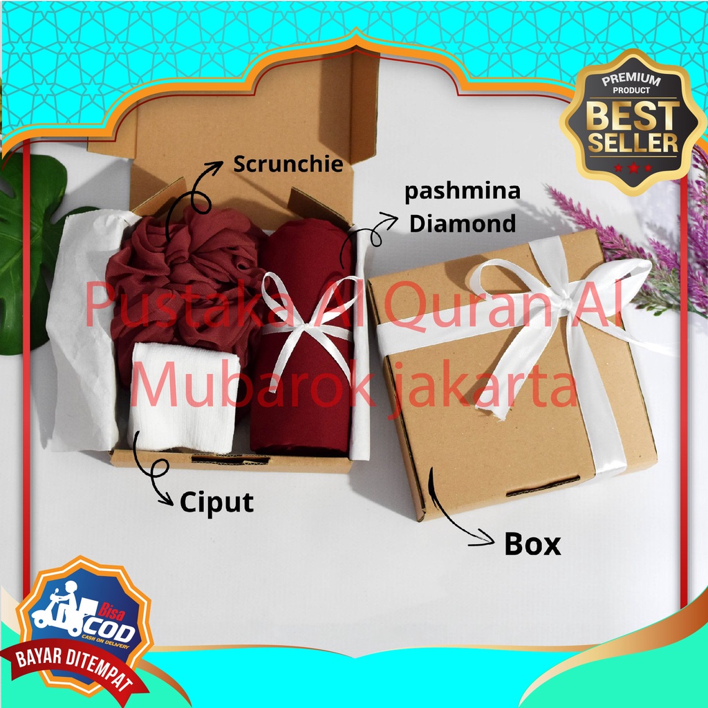 Hampers Jilbab Kerudung Hijab Aesthetic Gift Box Cantik Paket Ulang Tahun Cewek Krudung/Pashmina Sou