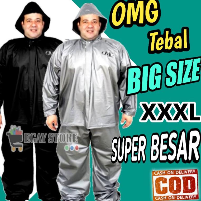[AMT.07Ja23p] Jas Hujan Pria Jumbo Big Size XXXL Mantel Dewasa Set Setelan Besar Orang Gemuk Tebal B
