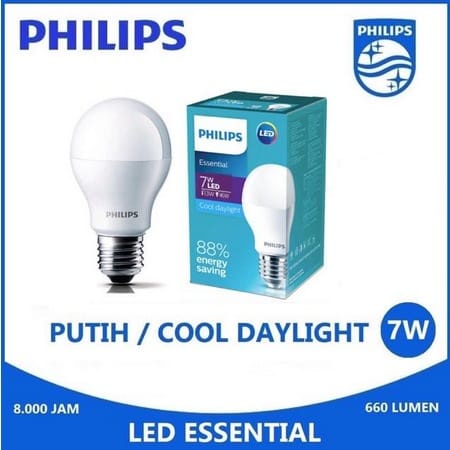 Lampu Philips LED Essential 7W Putih Kuning 7 Watt Bergaransi