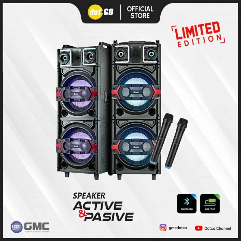 SPEAKER WIRELESS BLUETOOTH JUMBO GMC 899 J 4 X 12 INCH FREE 2 MIC WIRELESS BISA  AC / DC