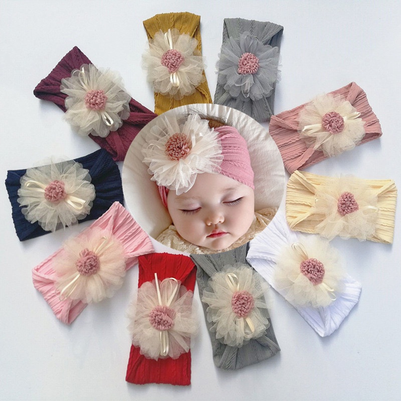 Bandana Pita Flower Anak - Bando Pita Flower Anak - Bandana Bayi - Bando Bayi - Headband Anak - Headband Baby Import