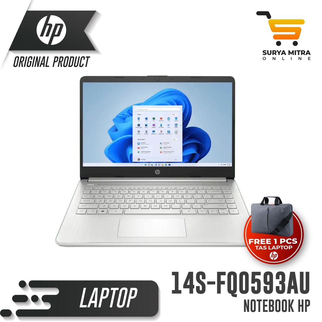 Laptop HP 14S-FQ0593AU Silver Ryzen3-3250U 8GB 512GB-SSD Win+OHS