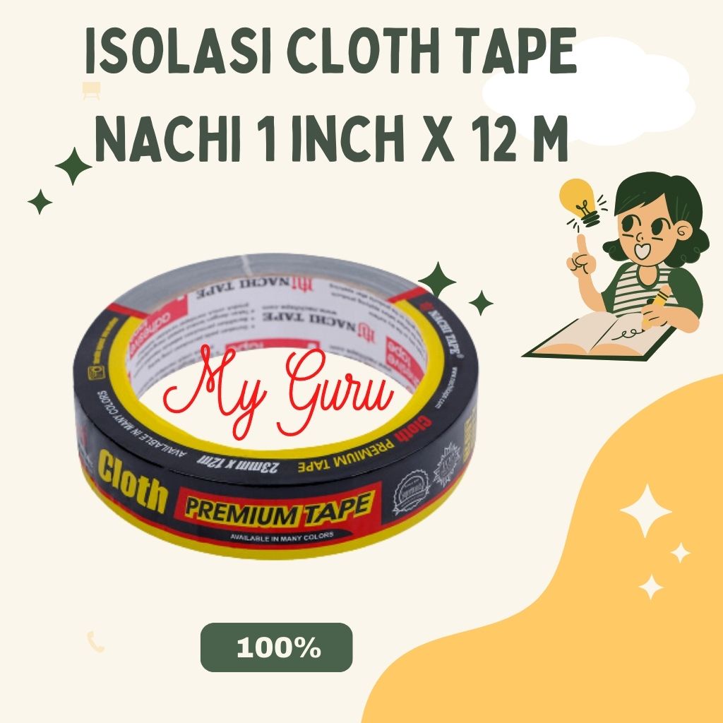 

[ROL] ISOLASI / LINEN / LAKBAN HITAM / CLOTH TAPE NACHI 1 INCH / 23MM X 12 METER