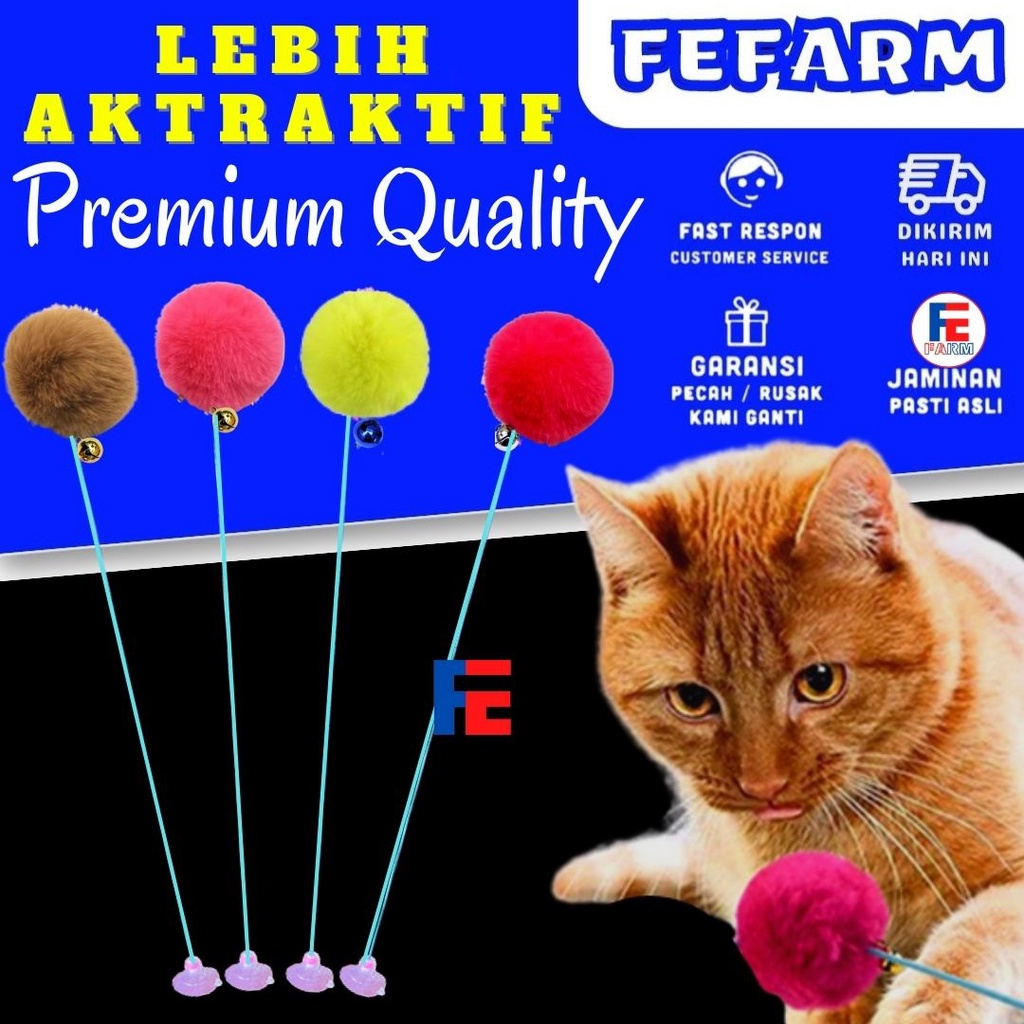 Mainan Tongkat Kucing Stick Kucing Kokoh Fluffy Mainan Kucing Viral Lentur Premium Quality FEFARM