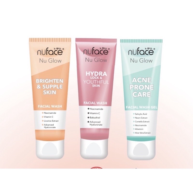 galerybeautysemarang Nuface Nu GlowWash 80ml | Hydra Lock &amp; Youthful Facial Wash Gel - Brighten &amp; Supple Skin Facial Wash Cream - Acne Prone Care