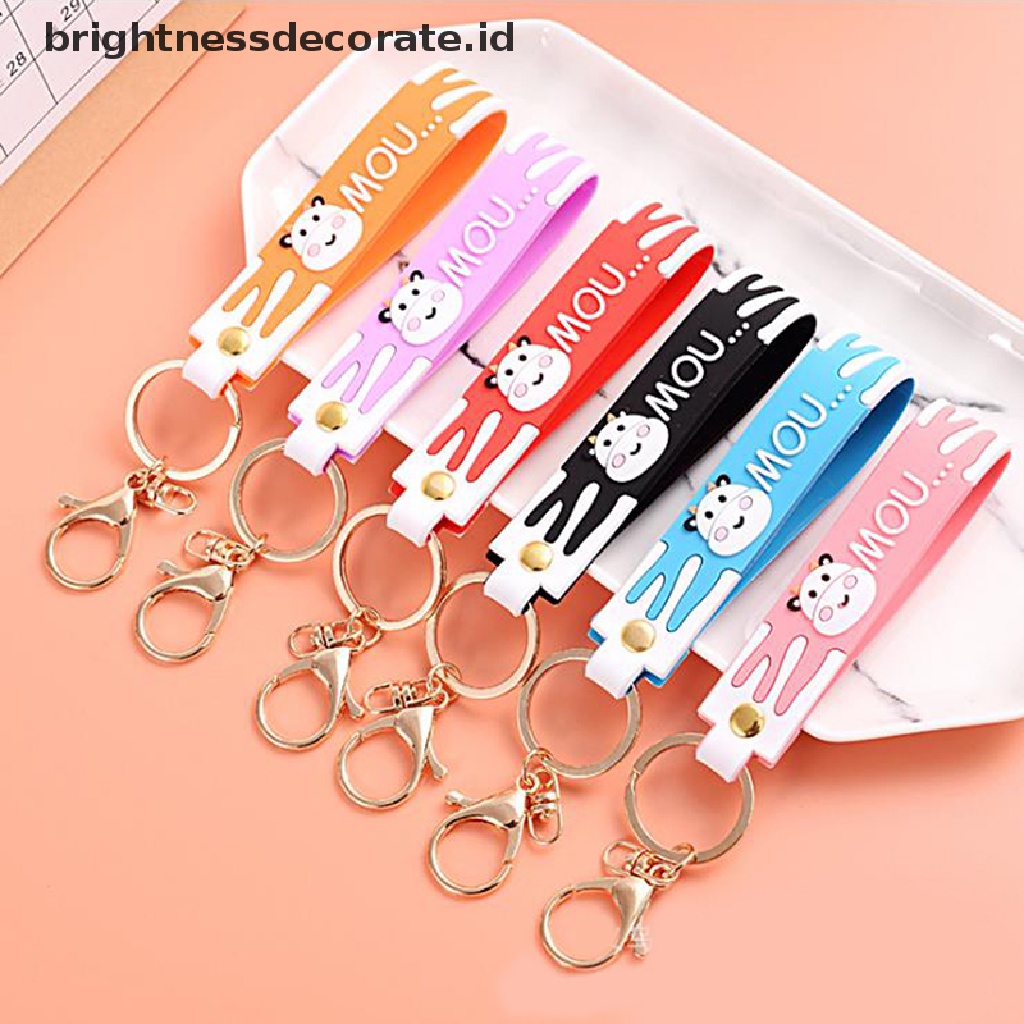 [Birth] New Lovely Cow Keychain Charm Gantungan Kunci Untuk Wanita Tas Liontin Gantungan Kunci Mobil [ID]