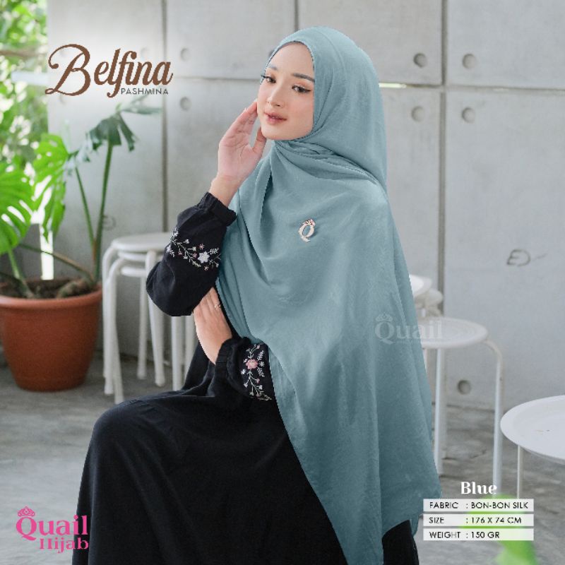Jilbab Pashmina Silky Polos BELFINA Original Quail Hijab