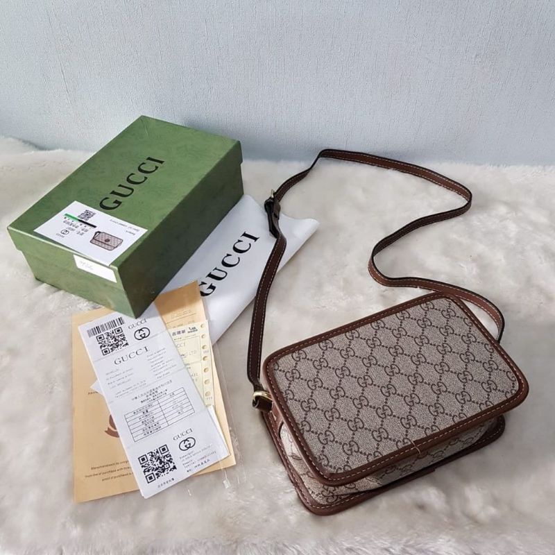 Tas Selempang Wanita Import Motif Gucci Include Box & Serifikat