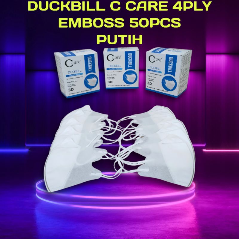 Masker duckbill C CARE(putih,hitam,warna) kemenkes 1 box 50pcs