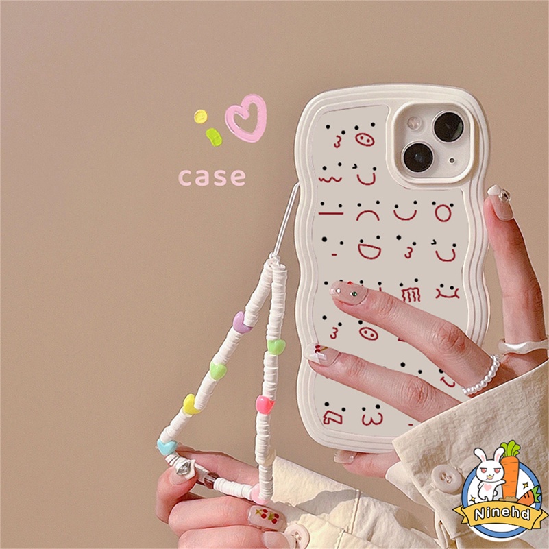 IPHONE Casing Kompatibel Untuk Iphone14 13 12 11 Pro Max X Xr Xs Max8 7 6 6s Plus Ekspresi Lucu Casing Ponsel Bingkai Bergelombang Shockproof Case Cover Skins Silicone Soft Case Cover Pelindung