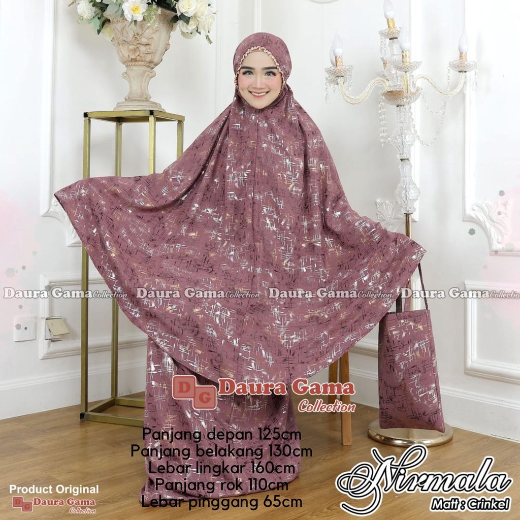 Mukena Dewasa Motif Crinkel Plus Tas Traveling Nirmala By Daura Gama