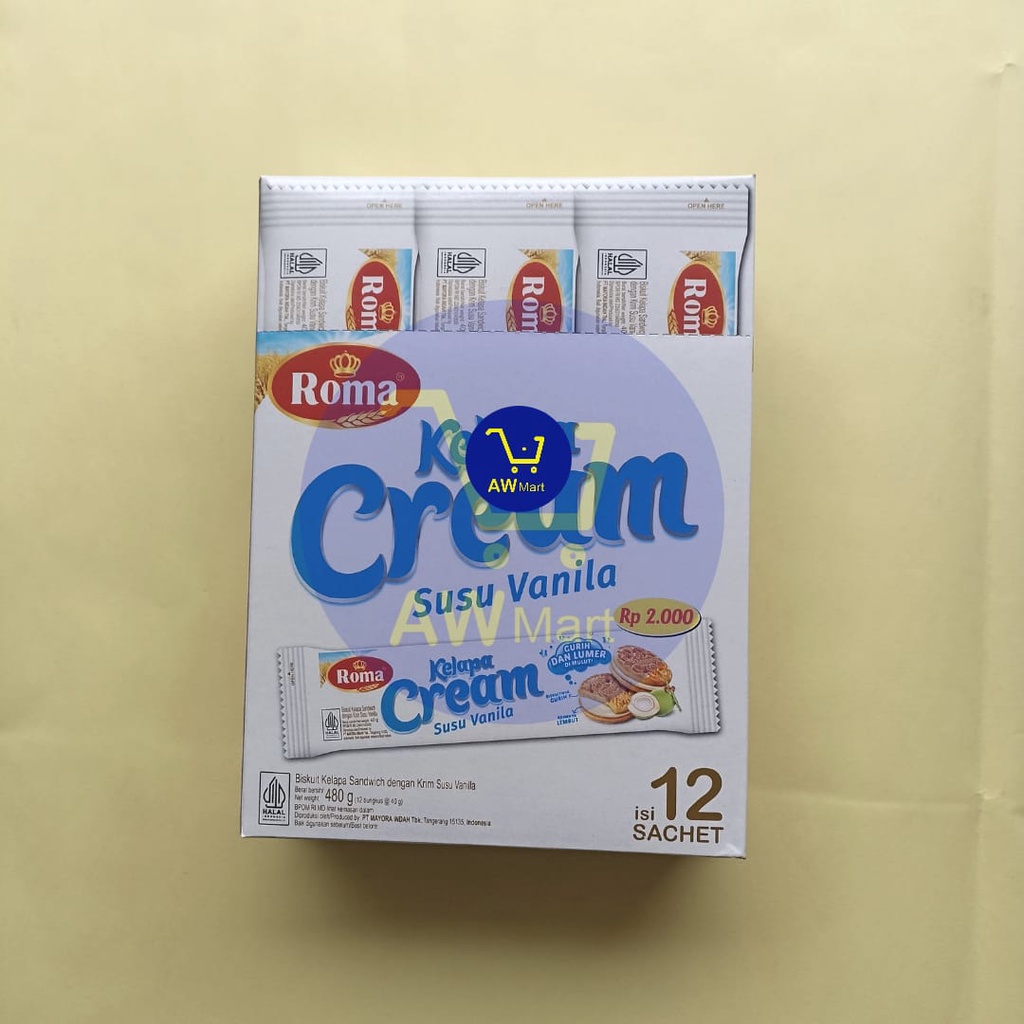 ROMA KELAPA CREAM BOX 480GRAM ISI ( 12 SACHET X 40 GRAM ) - ROMA KELAPA CREAM VANILLA DAN COKELAT