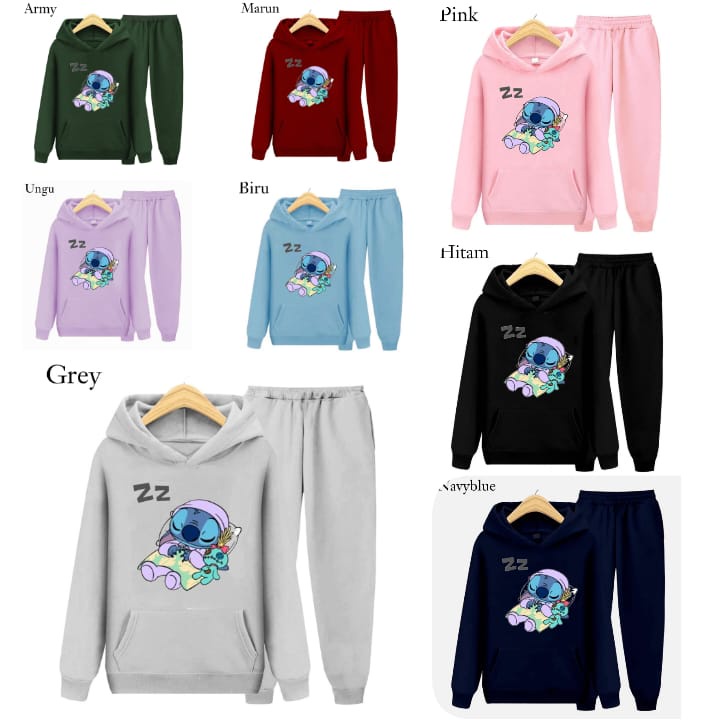 Hzl_outfit Setelan Sweater Hoodie Lilo Sleep Anak Anak S.M.XL