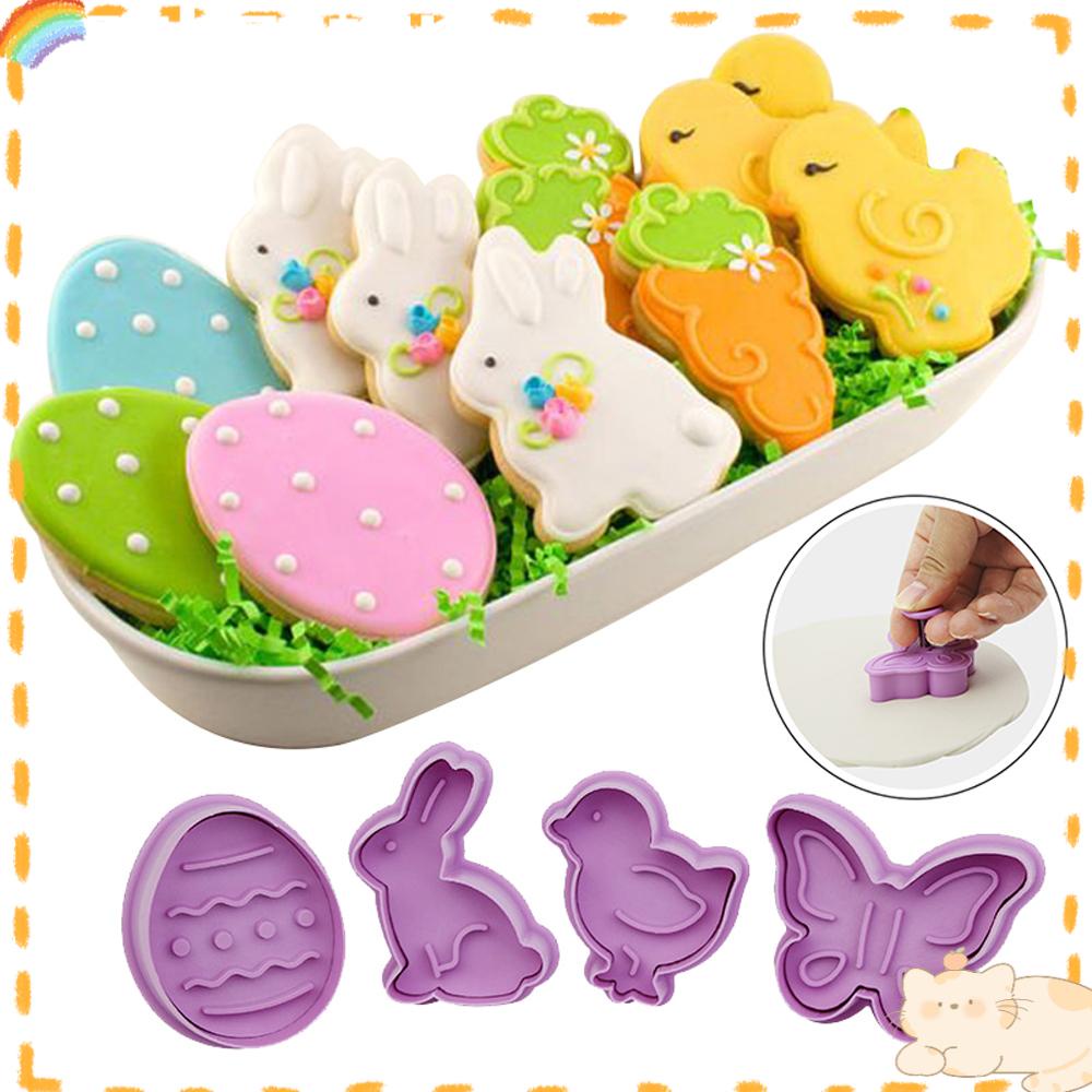 Solighter Easter Egg Fondant Butterfly Dekorasi Paskah Cetakan Biskuit Rabbit Chick