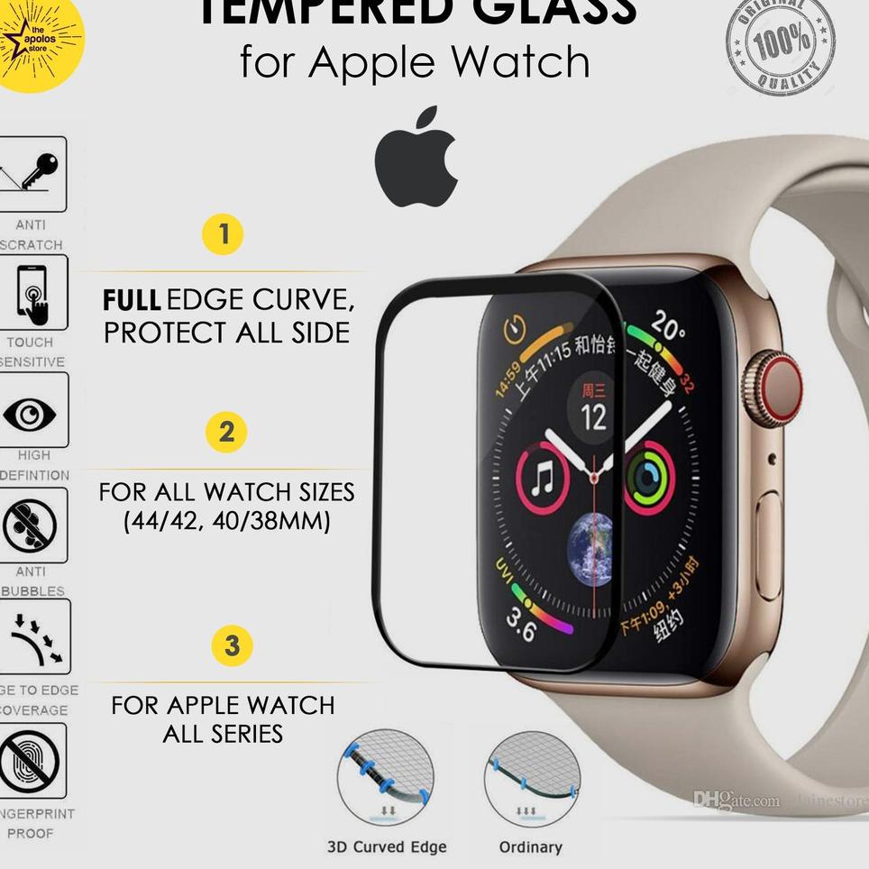 TBS.08Ja23н ▪ Tempered Glass 3D Watch iWatch series 6 SE 5 4 T500 HW12 HW16 3 2 1 Screen Guard Anti 